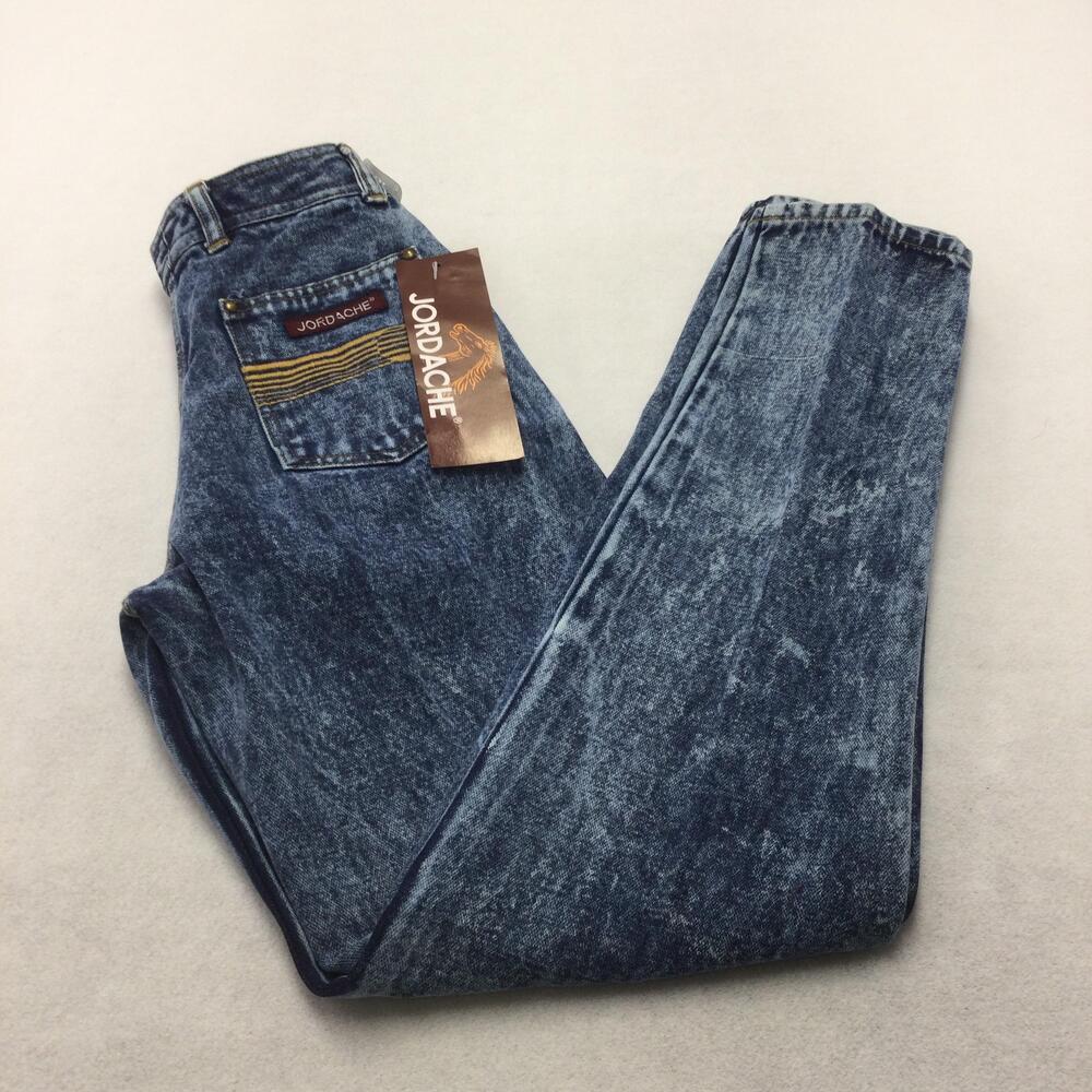 Jordache Jeans Juniors 16 Blue Acid Wash High Rise Straight Denim Embroidered